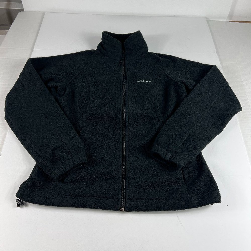 Columbia Full Zip Fleece Sweatshirt Women's Medium Black Long Sleeve Mock Neck